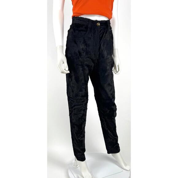Gianfranco Ferre Black Faux Fur Pants 4 #236100G77B - Picture 5 of 12